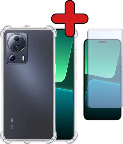 Hoesje - Met Screenprotector - Geschikt voor Xiaomi 13 Lite - Sterk & Shockproof - Back Cover - Siliconen Case - Telefoon Hoes - Shock Proof - Telefoonhoes - Transparant
