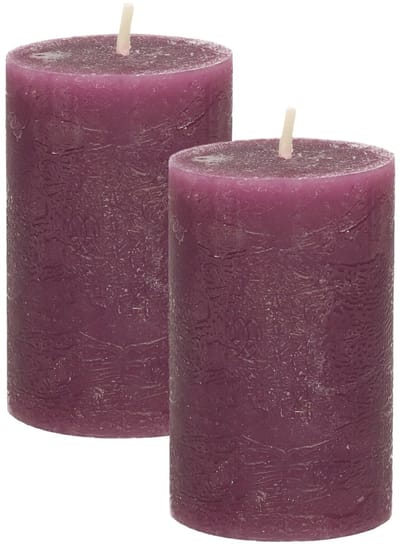 Atmosphera Stompkaars - 2x - bordeaux rood - 5 x 8 cm - klein rustiek model - cilinderkaars - kaars