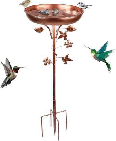 Stijlvolle Vogelbad voor Tuin, 5 Tanden Voederstation voor Wilde Vogels, Vrijstaand Decoratie voor Buiten 97 x 30 cm