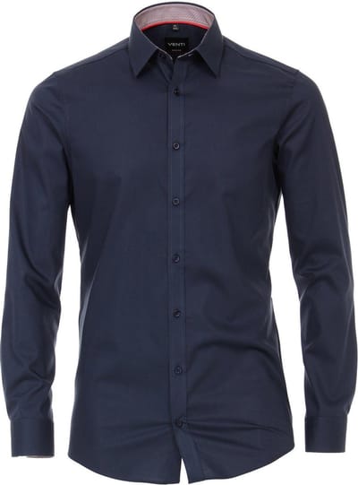 VENTI body fit overhemd - donkerblauw (contrast) - Strijkvriendelijk - Boordmaat: 38 (EU maat: S)
