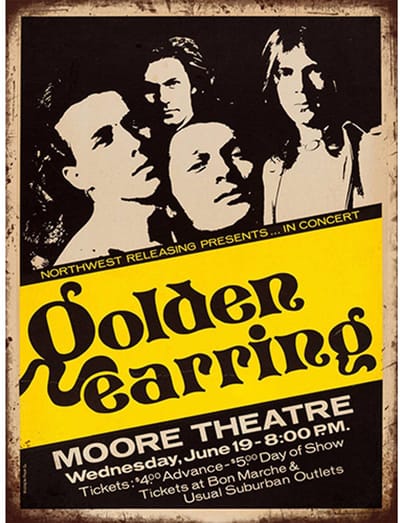 Signs-USA - Concert Sign - metaal - Golden Earring - Moore Theatre - 20 x 30 cm