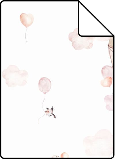 Proefstaal ESTAhome behang luchtballonnen licht roze en beige - 26.5 x 21 cm - 131091-S