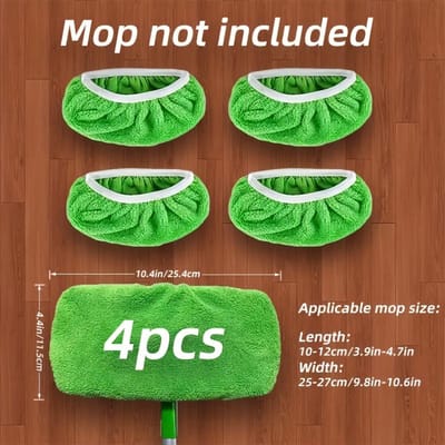 4 Stuks Herbruikbare Dweilpads Wasbaar, Duurzaam, Hoge Absorptie, Geschikt voor Droge en Natte Reiniging, Efficiënt Vloerreinigingsgereedschap Materiaal met Hoge Absorptie green