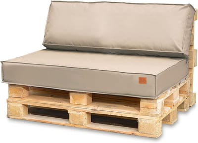 Waterdichte Palletkussen Set 120x80 cm - Tuinkussen voor Euro Pallet Bank Buiten - Zit- en Rugkussen Beige