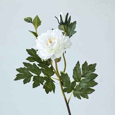 Pioenroos - wit - zijden bloemen - 3 stelen - onderhoudsvrij - 69 cm - kunstbloemen