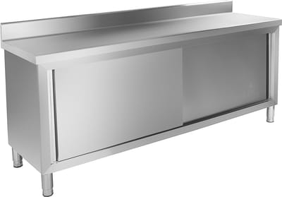 RVS werkkast - ECO - 200 x 60 cm - 160 kg - achterwand - Royal Catering RCAT-200/60-C