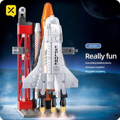 TOYLINX Ruimte Bouwstenen Raket Spaceshuttle Bouwpakket STEM Educatief Speelgoed Astronaut Model Cadeau voor Kinderen Jongens Meisjes white