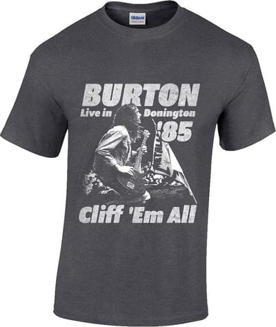 Cliff Burton - Flag Retro Heren T-shirt - S - Grijs
