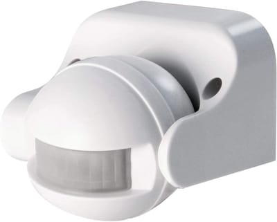 Bewegingssensor voor Buitenverlichting, Detectieafstand 12m Vrij Veld, 180° Hoek, IP44 Lichtsensor, Geschikt voor Buiten Verlichting, Wit
