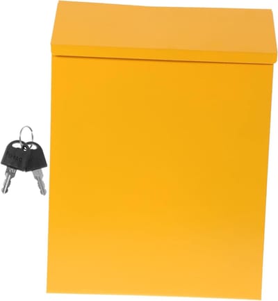 Wandbrievenbus - Postopslag - Veilig Post Opslaan - Afsluitbaar Met Slot - 29x21.5x6 cm - Geel