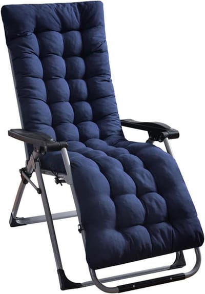 Ligstoelkussen - Zonnebadkussen Buitenstoel - Ontspannen Zomer - Dubbel Antislip Design - 170 x 50 cm - Marineblauw