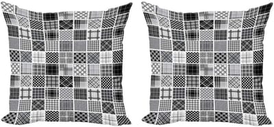 ABAKUHAUS Grijs Kussenhoes Set – 2x40x40 cm – Dubbelzijdig bedrukt – Microvezel