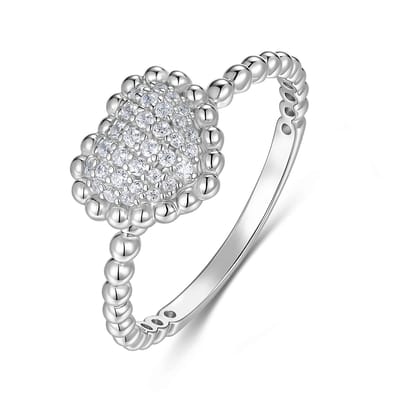 9NB-1681-50 - New Bling - Zilveren Ring met Wit Hart - Zilverkleurig - Maat 50
