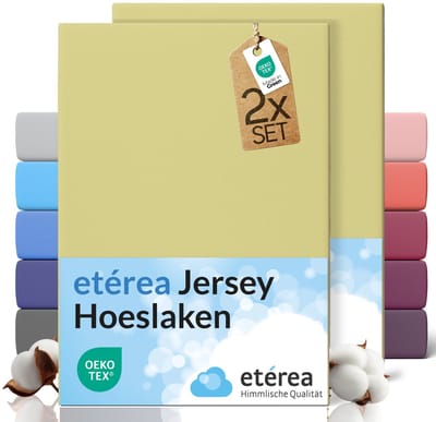 etérea Jersey hoeslaken 2-pack 100x200-120x200 cm (hoek 25 cm) 100% katoen - Lindegroen