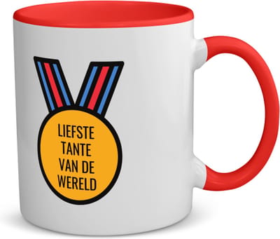 Akyol - liefste tante van de wereld koffiemok - theemok - rood - Tante - de liefste tante - verjaardagscadeau - verjaardag - cadeau - cadeautje voor tante - tante artikelen - kado - geschenk - gift - 350 ML inhoud