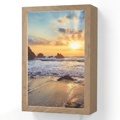 Wandlamp 20x30 cm - Oplaadbaar - Strand - Zonsondergang - Natuur - Zee - Landschap - Wandlampen binnen woonkamer - Slaapkamer lamp met kabel - Decoratieve nachtlamp - Vloerlamp snoer