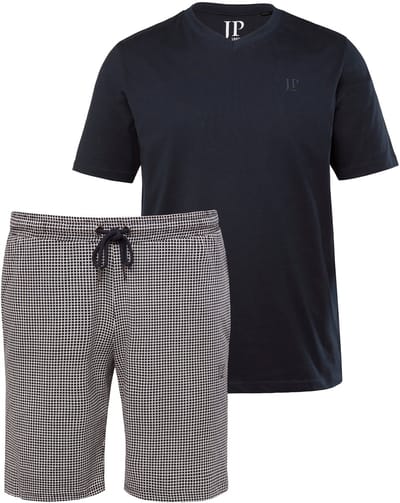 JP 1880 - Heren - Pyjama thuispak T-shirt short met motief - Navy blauw - Maat XL