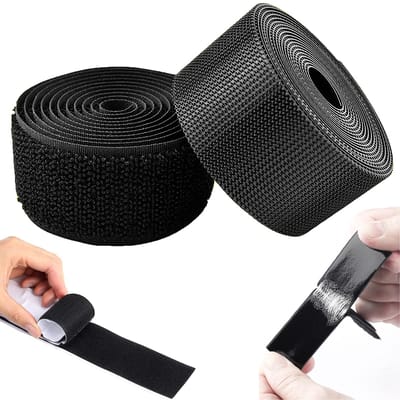 tape, extra sterk, 50 mm x 5 m, dubbelzijdige bevestiging, zwart, zelfklevend plakband, tape en haakband voor naaien, bevestigen en monteren