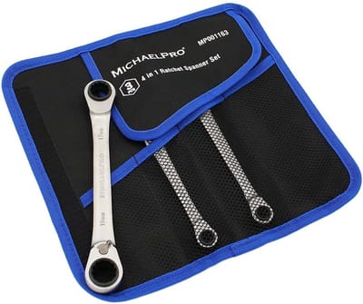 Ratelsleutelset - Moersleutel set - Snel klussen - 4 maten per sleutel - Metrisch 8-19 mm - Mat chroom