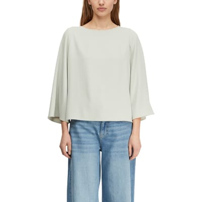 Vrouwelijke blouse met brede 3/4 mouwen en ronde hals COMMA