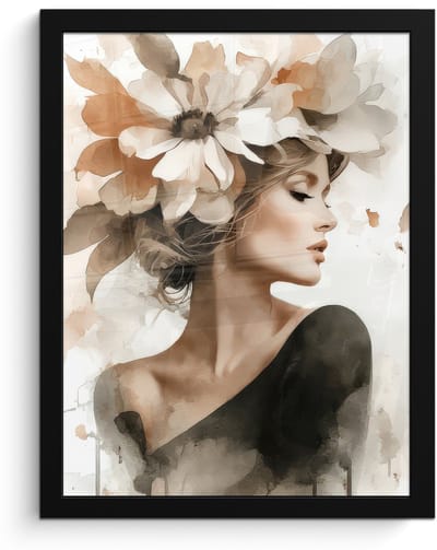 Poster in lijst - Fotolijst 30x40 cm - Posters - Bloesem - Portret - Gezicht - Posterlijst zwart - Decoratie - Wanddecoratie woonkamer - Muurdecoratie slaapkamer