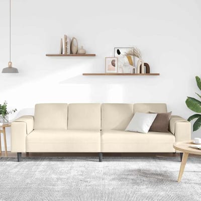 vidaXL Bank Crème 250 x 77 x 76 cm Katoen Stof
