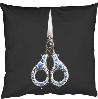 Sierkussens - Kussentjes Woonkamer - 50x50 cm - Schaar - Delfts blauw - Zwart