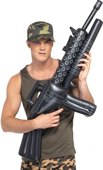 Opblaasbaar Scarface Machinegeweer wapen - zwart - 110 cm - extra groot - carnaval - gangsters - maffia