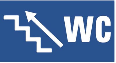 WC deur sticker trap links omhoog 150 x 75 mm