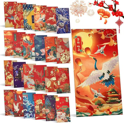 48 Stuks Chinese Rode Enveloppen voor Geluk, Ideaal voor Nieuwjaar, Verjaardag en Bruiloft, Luxe Ontwerp met Bronzing voor de Lente Festival en Lunar Jaar