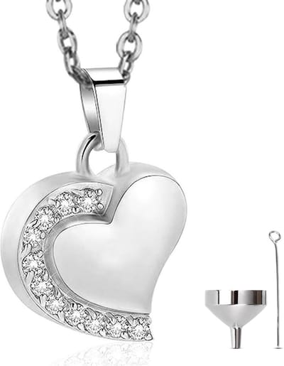 Luxe Ashanger - met Ketting - Voor As, Haren of Parfum - Assieraad - As Ketting - Gedenksieraad - Urn - Incl. As vuller en Opbergzakje - Silver Beauty