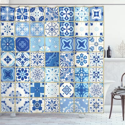 ABAKUHAUS Porto keramisch douchegordijn – 175x180 cm – waterafstotend
