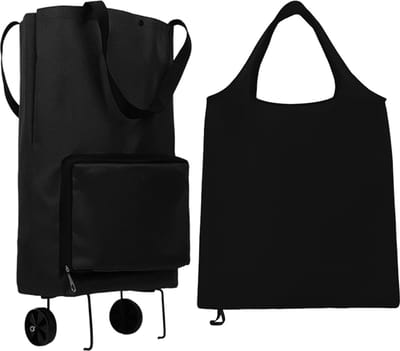 La'Moussawi ® Elegante en Praktische Opvouwbare Boodschappentassen met Wielen en Schouderoptie voor Veelzijdig Gebruik