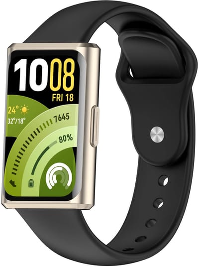 Strap-it Siliconen 'Sport' bandje geschikt voor Huawei Band 11 / Huawei Band 11 Pro (Zwart)