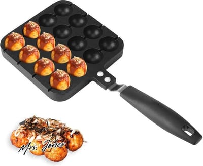 Mrs. Jones 16 Gat Gietijzeren Takoyaki Pan Anti-aanbak Kookvorm Lade Keuken Accessoires - Bakken Octopus Bal Ei soezen .