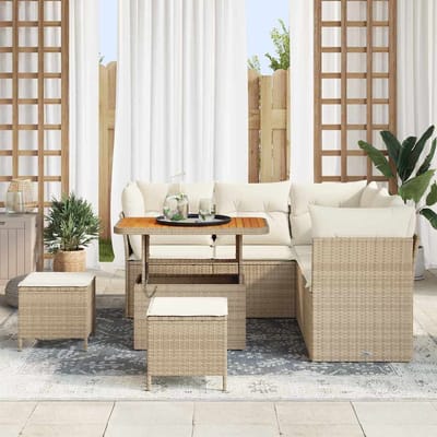vidaXL - Tuinbank - Set - 8 - st - 5-Aantal - zitplaatsen - Beige - en - Crème