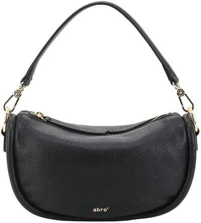 abro Leren schoudertas Crossbody Bag Willow Black / Gold zwart