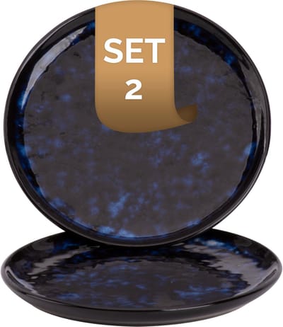Palmer - Bama Blue - Bord - 2 stuks - ø 15 cm - Blauw - Stoneware - Bordenset