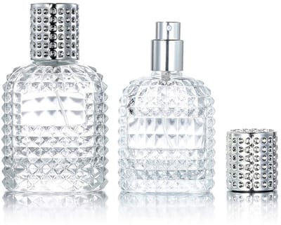 Ynkkvre - Navulbare Parfumverstuiver - Navulbare Parfumspuitfles - Navulbare Glazen Fles - Fijne Nevel Parfumverstuiver - Lege Verstuiver - Transparant Ananas Design - Metaal Vernevelaar - 30ml en 50ml Set - Reisformaat