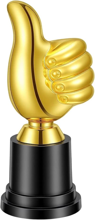 Grappige Trofee - Deelname Prijs - Vieringen Belonen - Speels Ontwerp - 13 cm Hoog - Goud