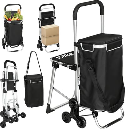 HOMCOM Winkelwagen Oxford-stof, aluminium 46L x 59,5B x 97H cm Zwart