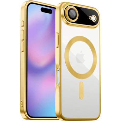 Coverzs luxe Magneet hoesje geschikt voor iPhone Air met camera cover (Goud) – premium magnetisch case met sterke bescherming en perfecte pasvorm