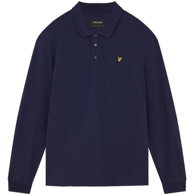 Lyle & Scott Herenpolo met lange mouwen en logo (Marineblauw)