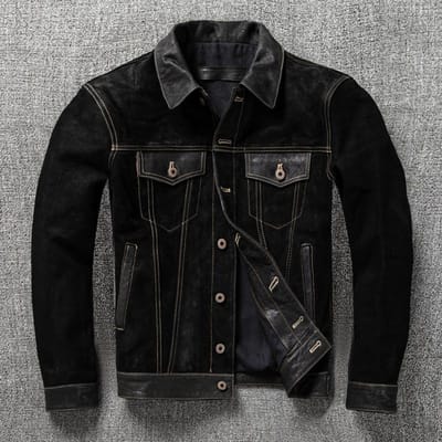 Heren PU Leer Jas Slim Mode Kraag Leer Jas Kort Lente en Herfst Jas 4XL black