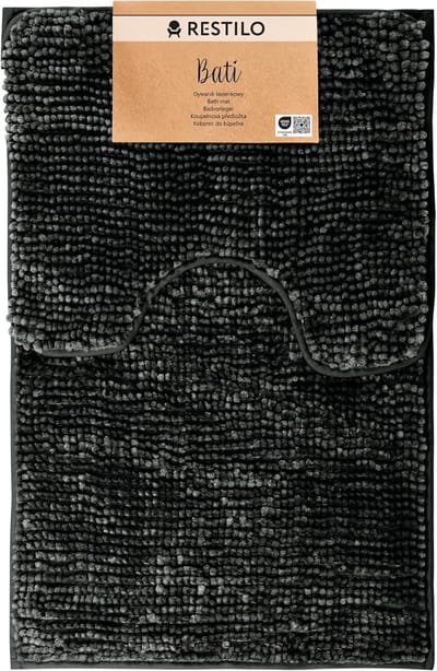 SnelShoppen - Badmatten Set 2-delig 50 x 80 cm + 40 x 50 cm - Extra Zacht Waterabsorberend Antislip Badkleed Antraciet voor Badkamer en Douche