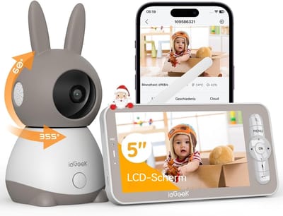 ieGeek Babyfoon met Camera - 2K HD Baby Monitor met Pan & Tilt - Digitale Zoom Baby Camera - Nachtzicht - Twee-weg Audio