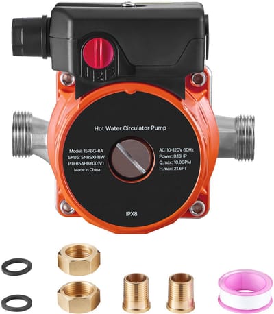 Circulatiepomp, 38 L/Min, Direct Circulatiesysteem met 3 Snelheden, 100 W, AC 220–240 V, G3/4 Inch Naar G1/2 Inch Adapter, Roestvrijstalen Pompkop, Geschikt voor Warmwaterboilersystemen