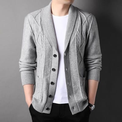 Herfst en Winter Verdikt Casual Trui Heren Gebreide Trui Jas, Retro V-hals Heren Gebreide Vest Herenkleding XXL white