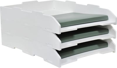 Papierlade Bureau - Documenten Organizer - Kantoor Thuis - Stapelbaar Ontwerp - 32 x 22 x 46 cm - Wit