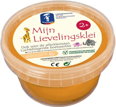 Feuchtmann klei oranje 500g - luchtdrogende kinderklei allergenenvrij.